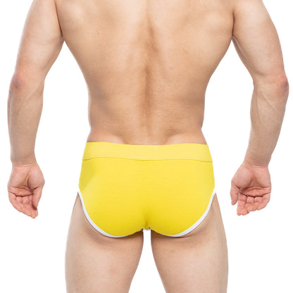 MetroMaleWear Tesoro Brief 9004-16 bright yellow briefs with white trim on waistband and leg openings
