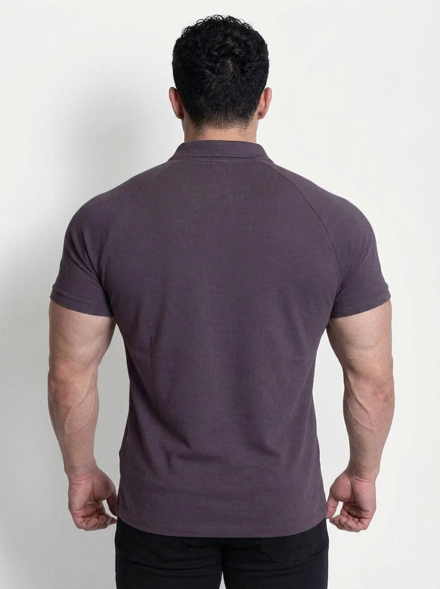 Jed North Men's Premium Muscle-Fit Polo Tee w/ Zipper - Dark Gray