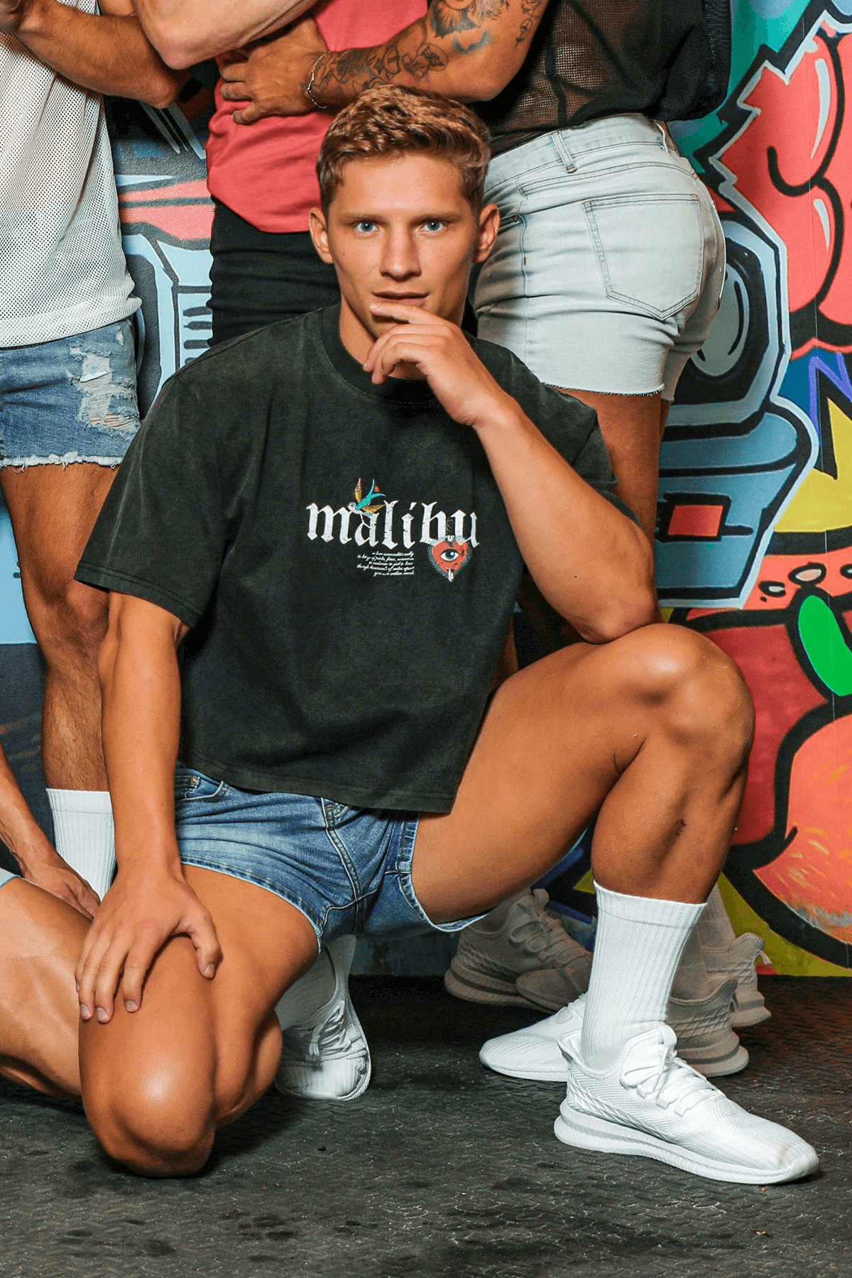 JJ Malibu Men's In-Your-Dreams 3.5" Denim Short Shorts - True Blue