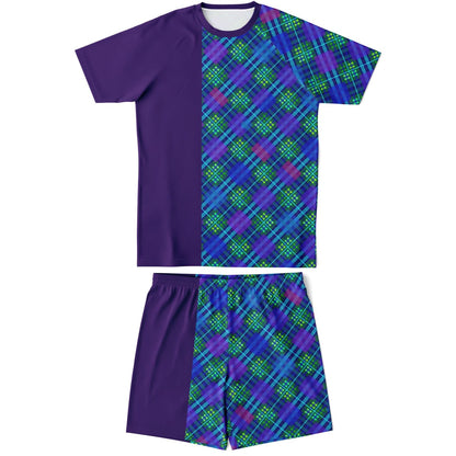 Maris Equi Blue Tartan Shorts And Top Set For Men