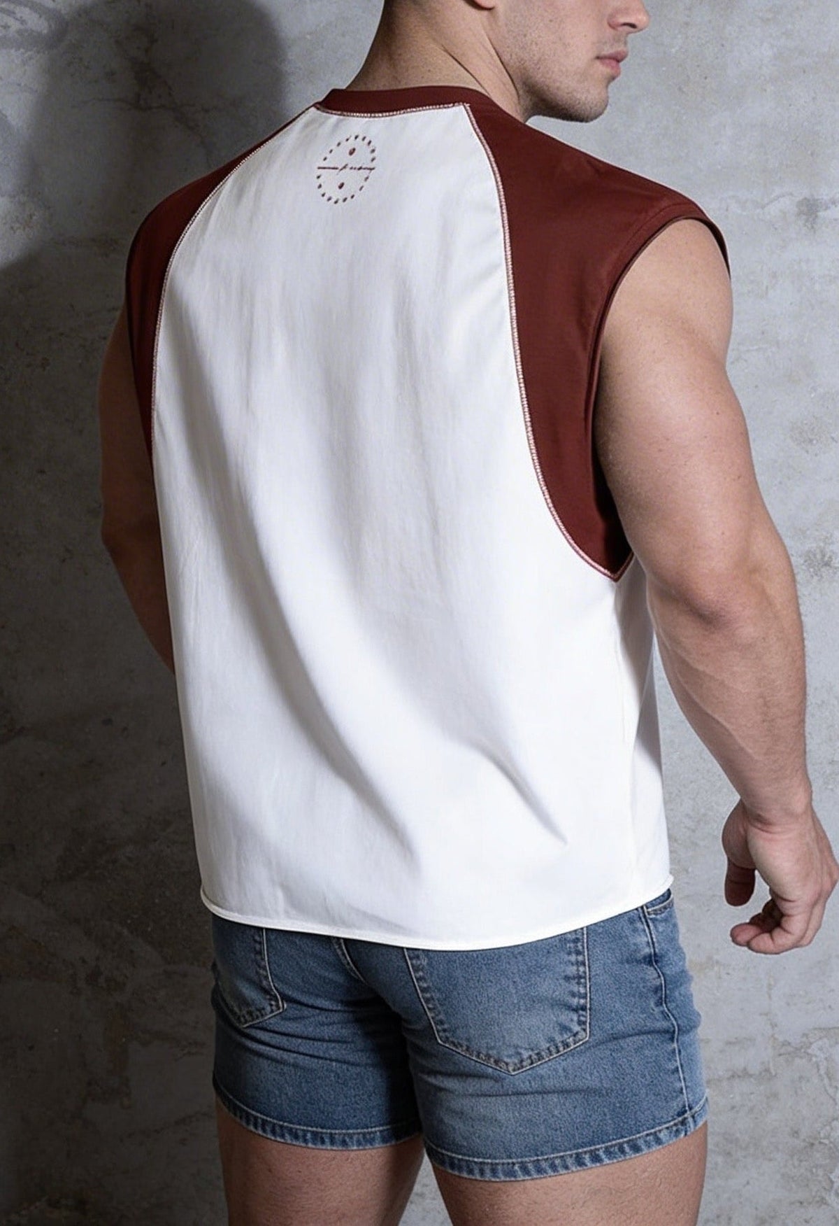 Jed North Men's Raglan Sleeveless Tank Top - Brick Red