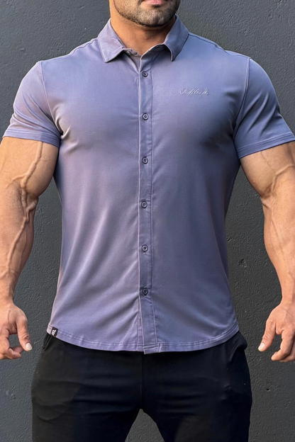 Jed North Men's Muscle-Fit Stretch Short Sleeve Shirt - Muted Blue