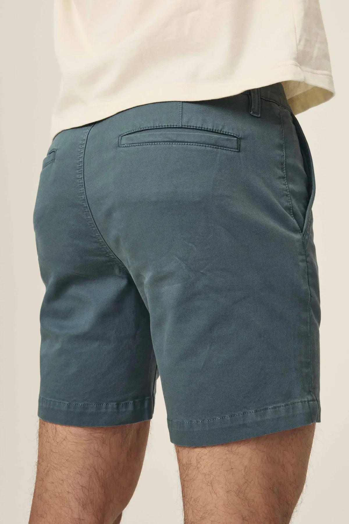 Dark teal act chino short with subtle texture and clean stitching ideal for casual wear