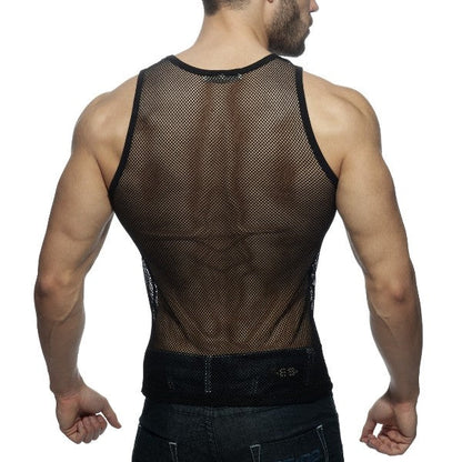 Black mesh tank top addicted mesh tank with fitted form-fitting design and breathable material for stylish layering