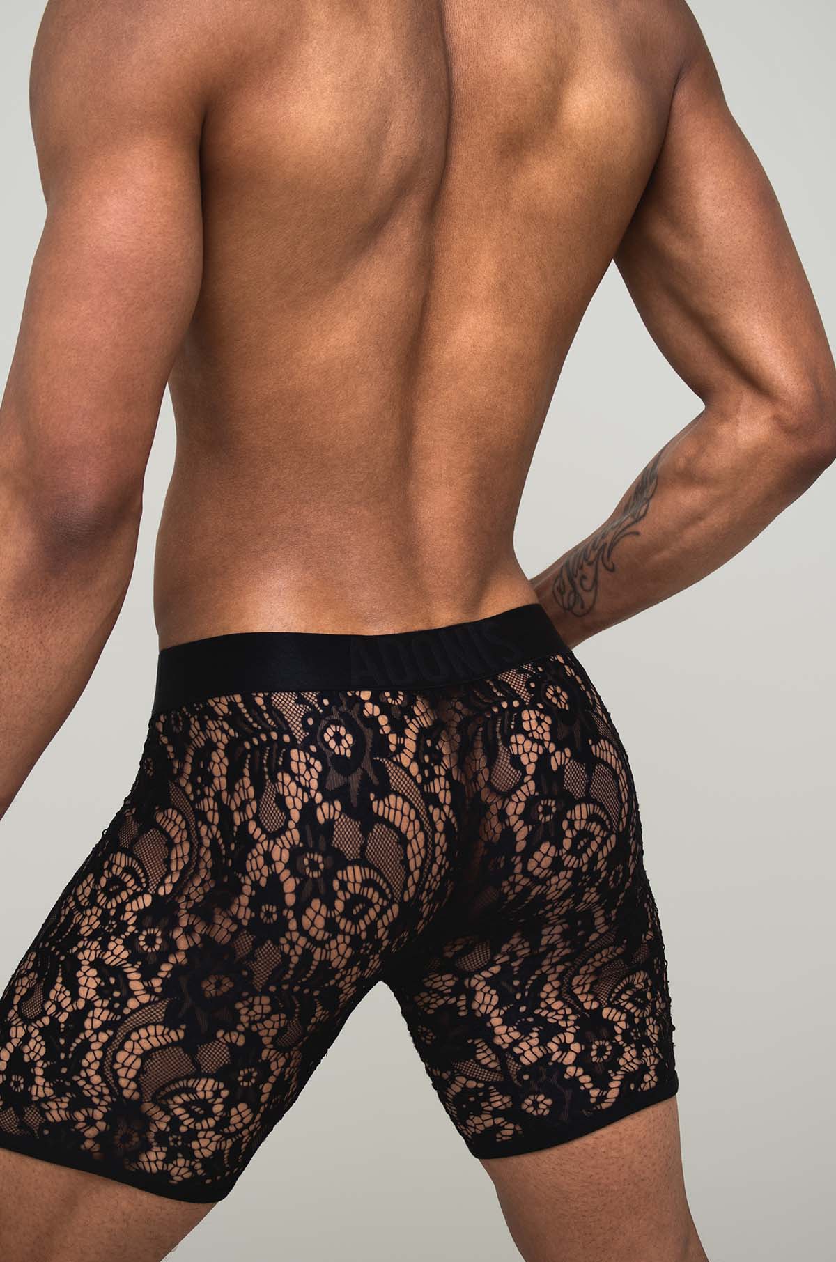 Adonis by Kyhry Men's Black Sheer Lace Boxer Brief
