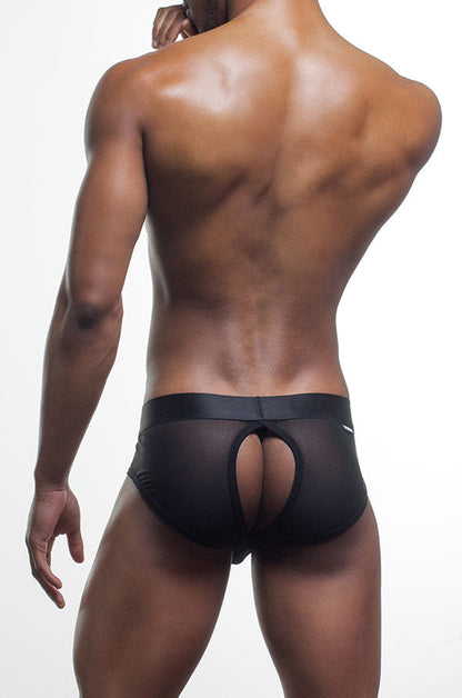 Adonis by Kyhry Men's Black Sheer Cutout Brief