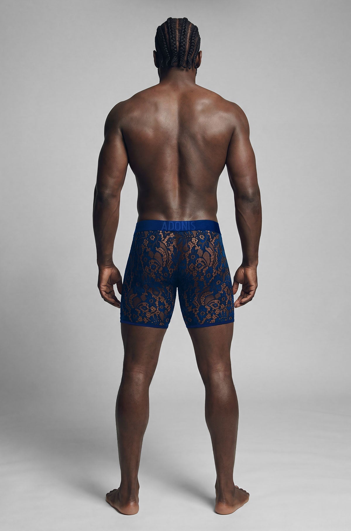 Adonis by Kyhry Men's Royal Blue Sheer Lace Boxer Brief