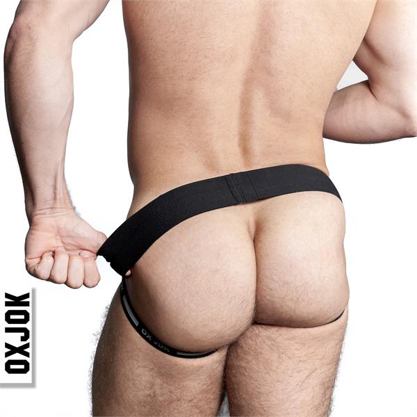Black oxjok brand airmesh jockstrap briefs with smooth elastic waistband and leg openings for comfortable support