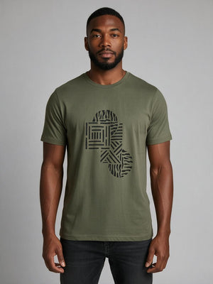 T.R. Premium Men's 3D Abstract T-Shirt - Olive