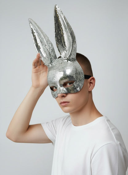 KBW Global Mirror Bunny Mask - Silber