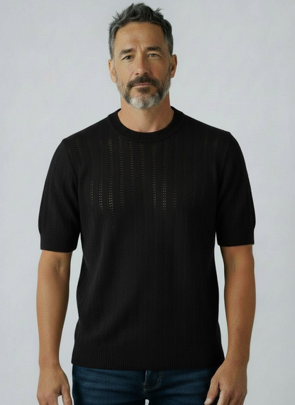Smash Shirts Herren Smash Strukturierter Grobstrick-Rundhalsshirt