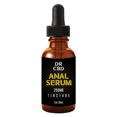 Dr anal serum front view showing clear gel formula in a compact transparent bottle for skin care use