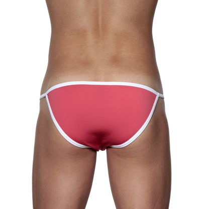 Pink swim trunks with white trim groovin accent string bikini rouge red ST0415 suitable for beachwear