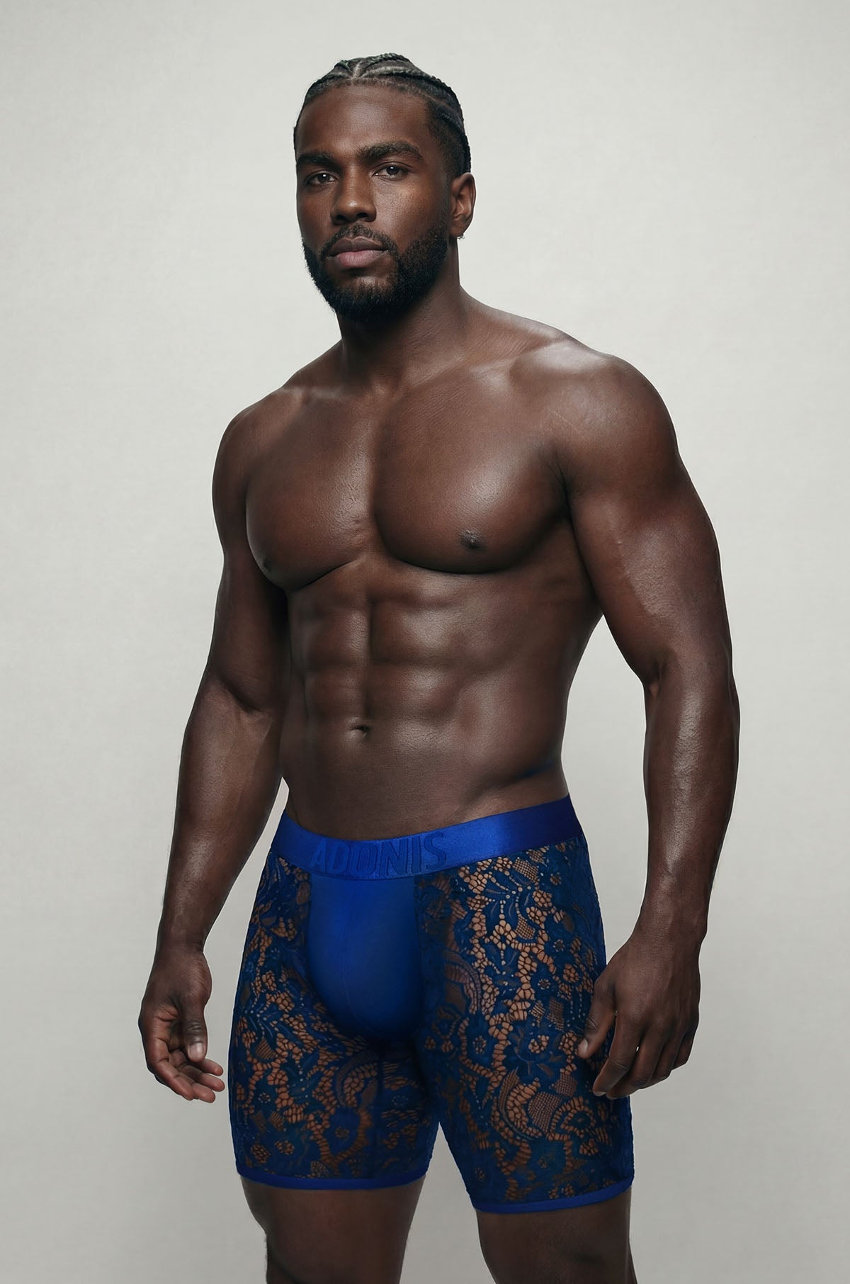 Adonis by Kyhry Men's Royal Blue Sheer Lace Boxer Brief