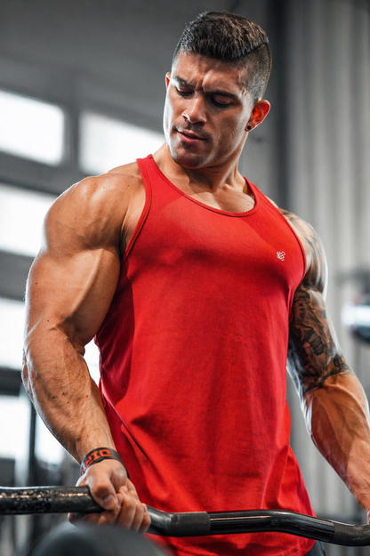 Jed North Men's Fast-Dry Bodybuilding Workout Stringer - Crimson Red