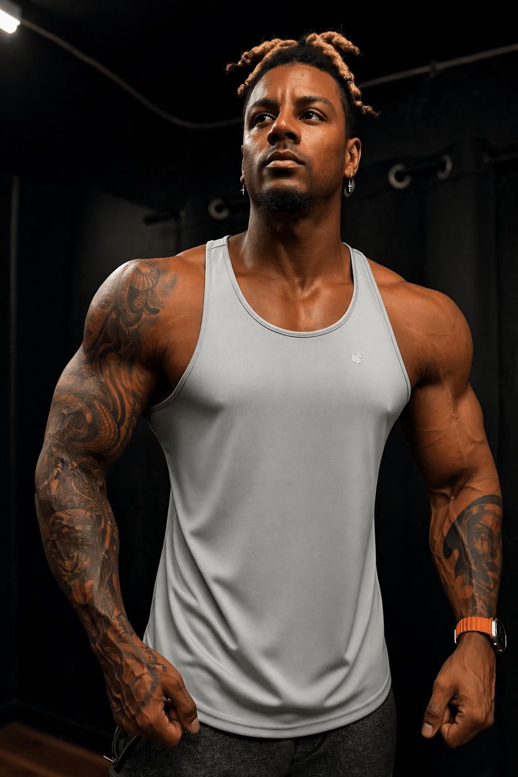Jed North Men's Fast-Dry Bodybuilding Workout Stringer - Silver