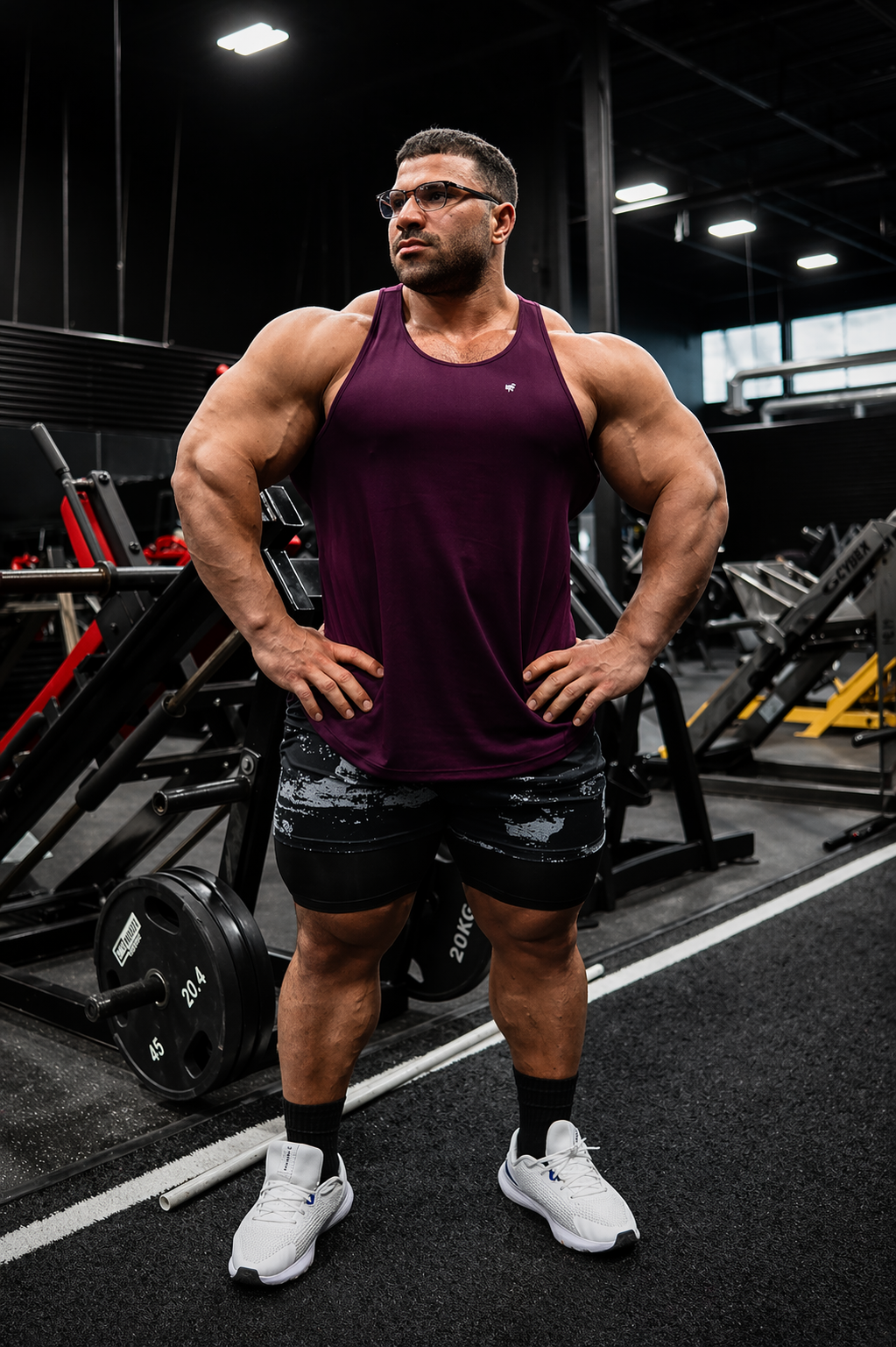 Jed North Men's Fast-Dry Bodybuilding Workout Stringer - Dark Purple