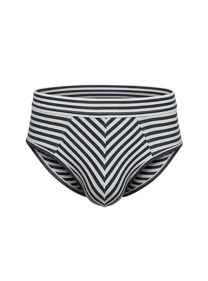 Black and white striped men’s cotton briefs with a chevron pattern in assorted 4 pieces pack