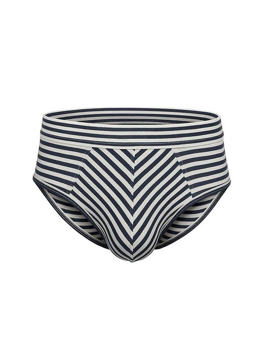 Black and white striped men’s cotton briefs with a chevron pattern in assorted 4 pieces pack