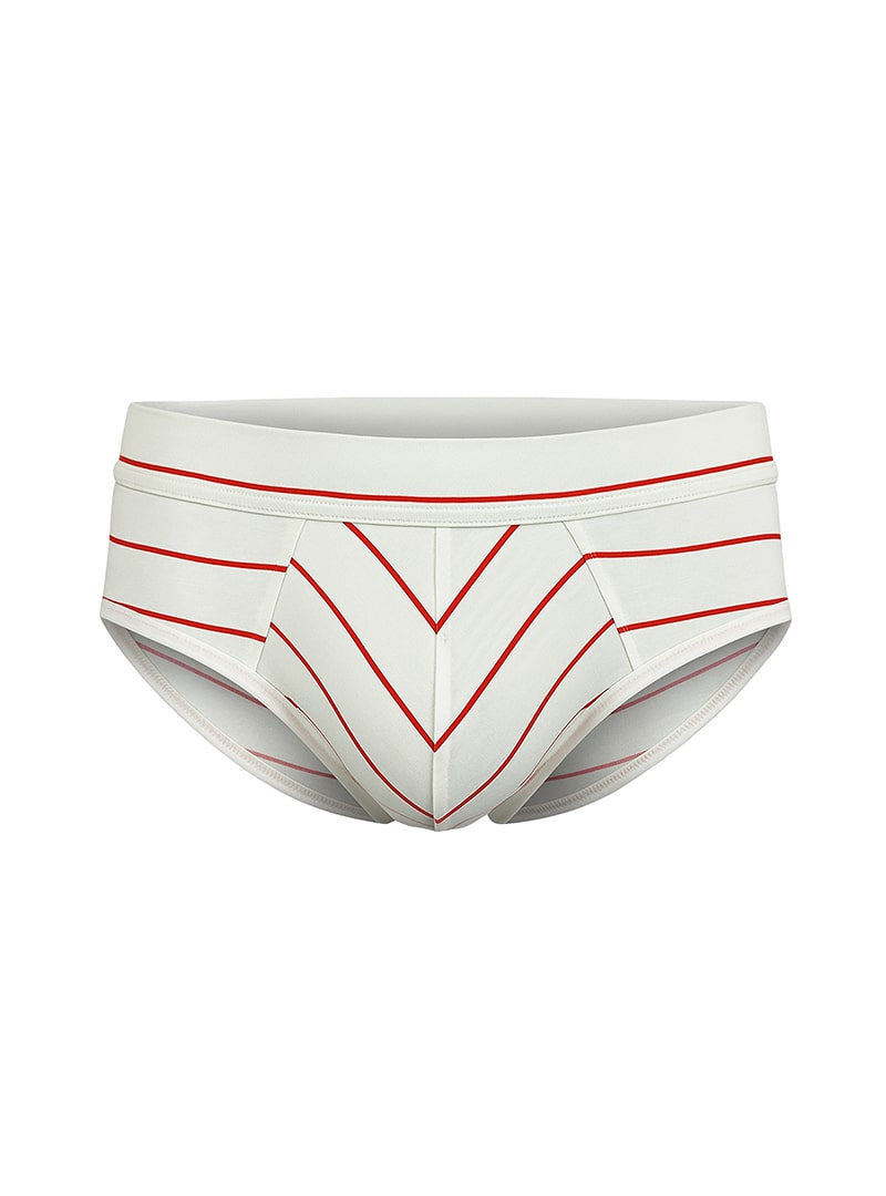 White cotton briefs with bold red chevron stripes and horizontal lines from assorted cotton brief 4 pieces pack