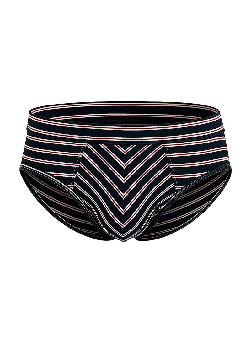 Assorted cotton brief 4 pieces pack featuring black and pink striped briefs with chevron pattern on the front
