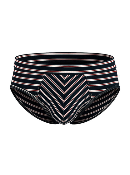 Assorted cotton brief 4 pieces pack featuring black and pink striped briefs with chevron pattern on the front