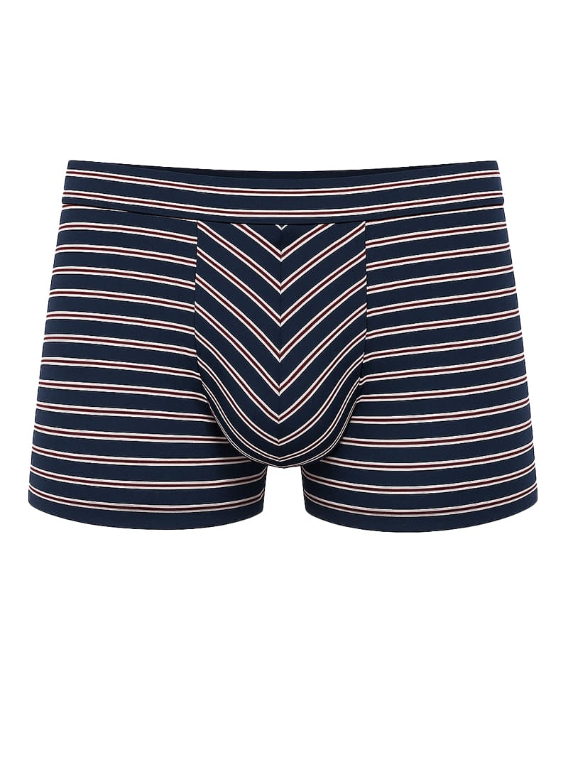 Assorted cotton trunk 4 pieces pack featuring navy blue and light pink striped men’s boxer briefs with chevron pattern