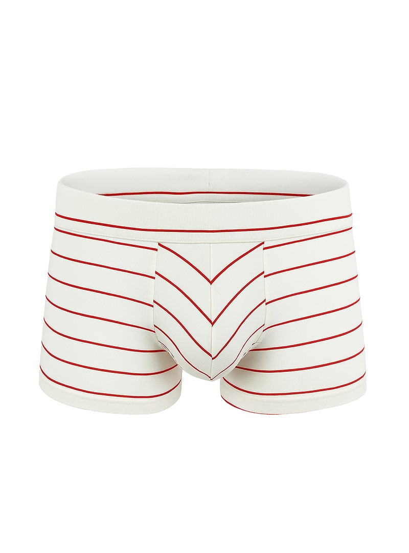 White cotton briefs with red horizontal stripes and a front chevron pattern from assorted cotton trunk 4 pieces pack