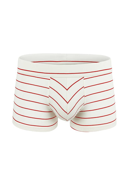 White cotton briefs with red horizontal stripes and a front chevron pattern from assorted cotton trunk 4 pieces pack