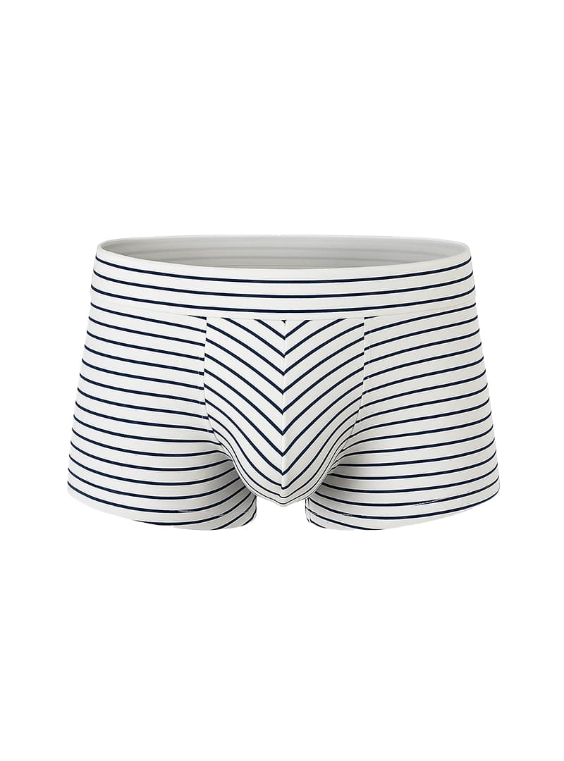 White cotton briefs with navy blue horizontal stripes and a chevron pattern from assorted cotton trunk 4 pieces pack