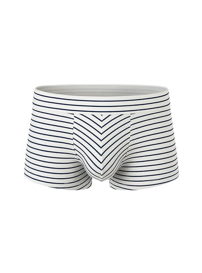 White cotton briefs with navy blue horizontal stripes and a chevron pattern from assorted cotton trunk 4 pieces pack