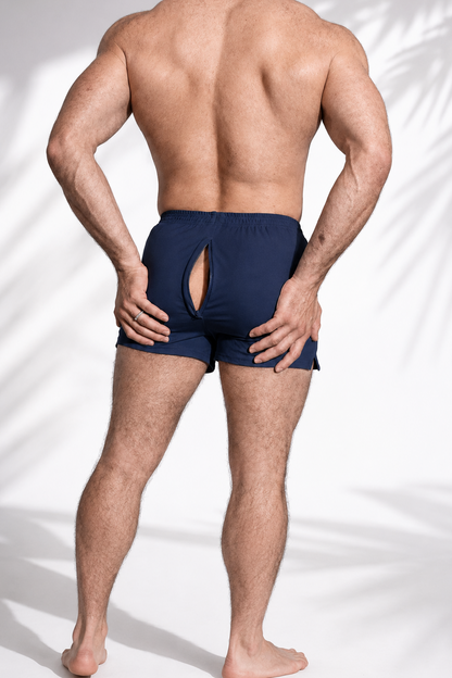 JJ Malibu Men's Peek-A-Boo Varsity 2" Short Shorts  - Midnight Navy