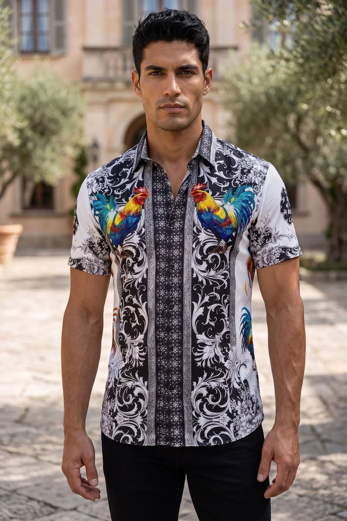 Barabas Herren Bozeman Strass-Shirt kurzarm - Weiß