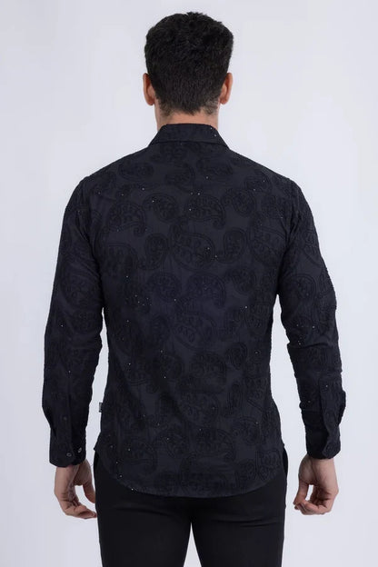 Barabas Herren-Langarmhemd mit gestickten Details