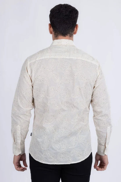 Barabas Herren-Langarmhemd mit gestickten Details