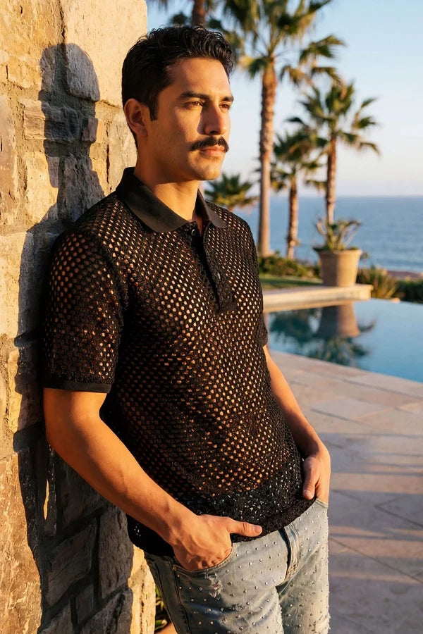 Barabas Herren-Polohemd aus Glintform-Mesh