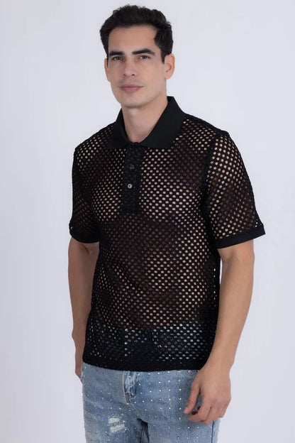 Barabas Herren-Polohemd aus Glintform-Mesh