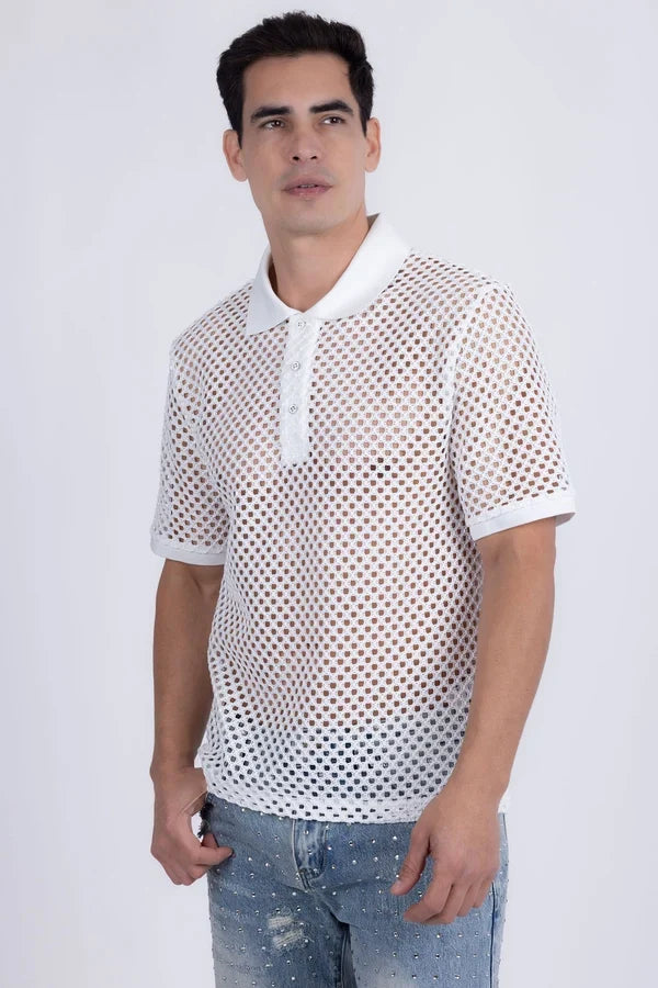 Barabas Herren-Polohemd aus Glintform-Mesh