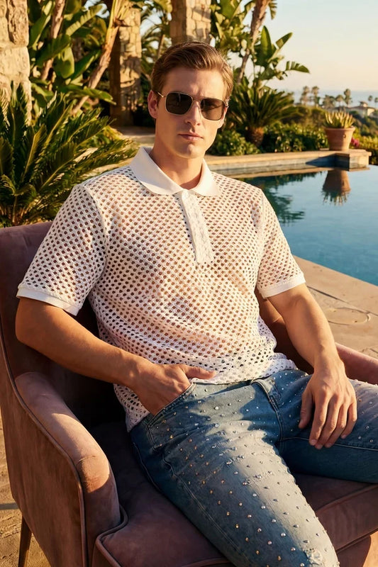 Barabas Herren-Polohemd aus Glintform-Mesh