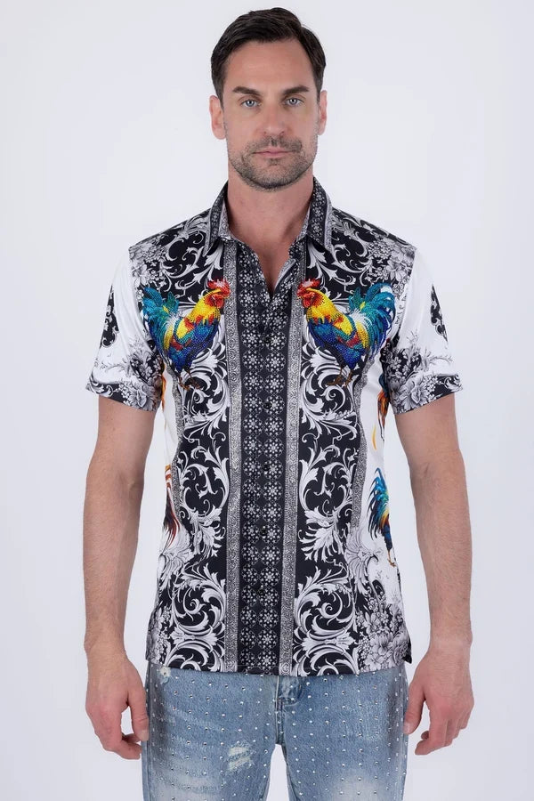 Barabas Herren Bozeman Strass-Shirt kurzarm - Weiß