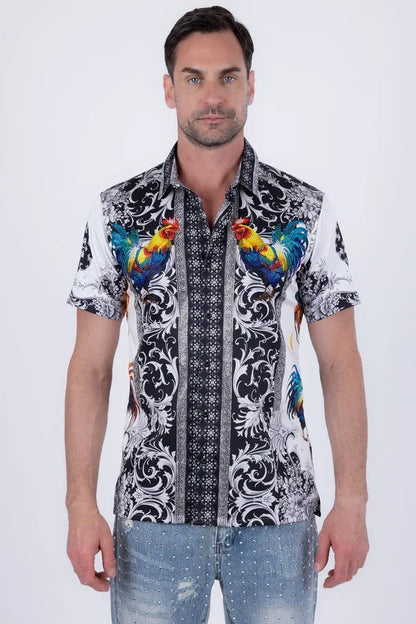 Barabas Herren Bozeman Strass-Shirt kurzarm - Weiß
