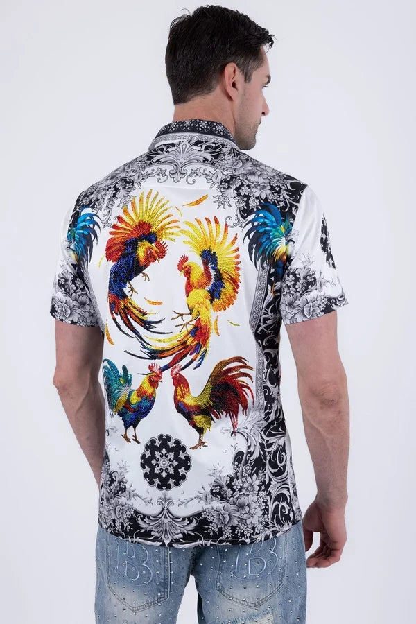 Barabas Herren Bozeman Strass-Shirt kurzarm - Weiß
