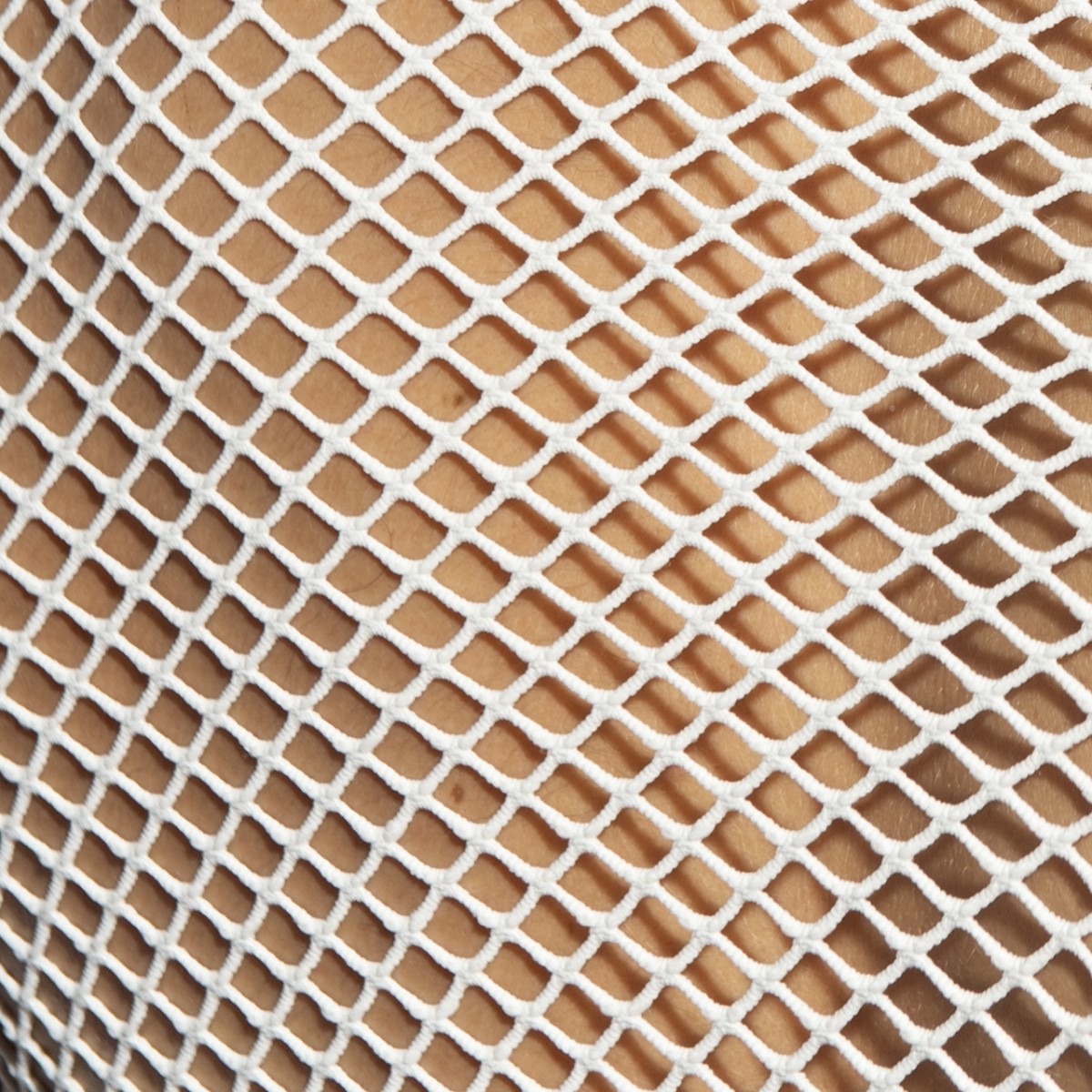 White mesh fabric with diamond pattern on the beachy net strap tank top showing breathable lightweight design