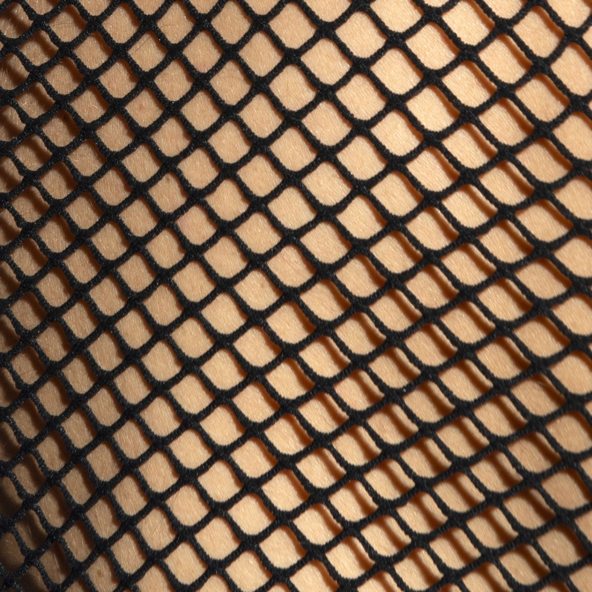 Black fishnet fabric with diamond mesh pattern used in beachy net strap tank top material close up