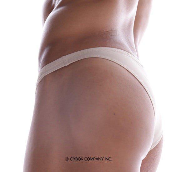 Beige cotton briefs with a smooth seamless design from metromalewear sunbathing bikini skin 2004-01 product line