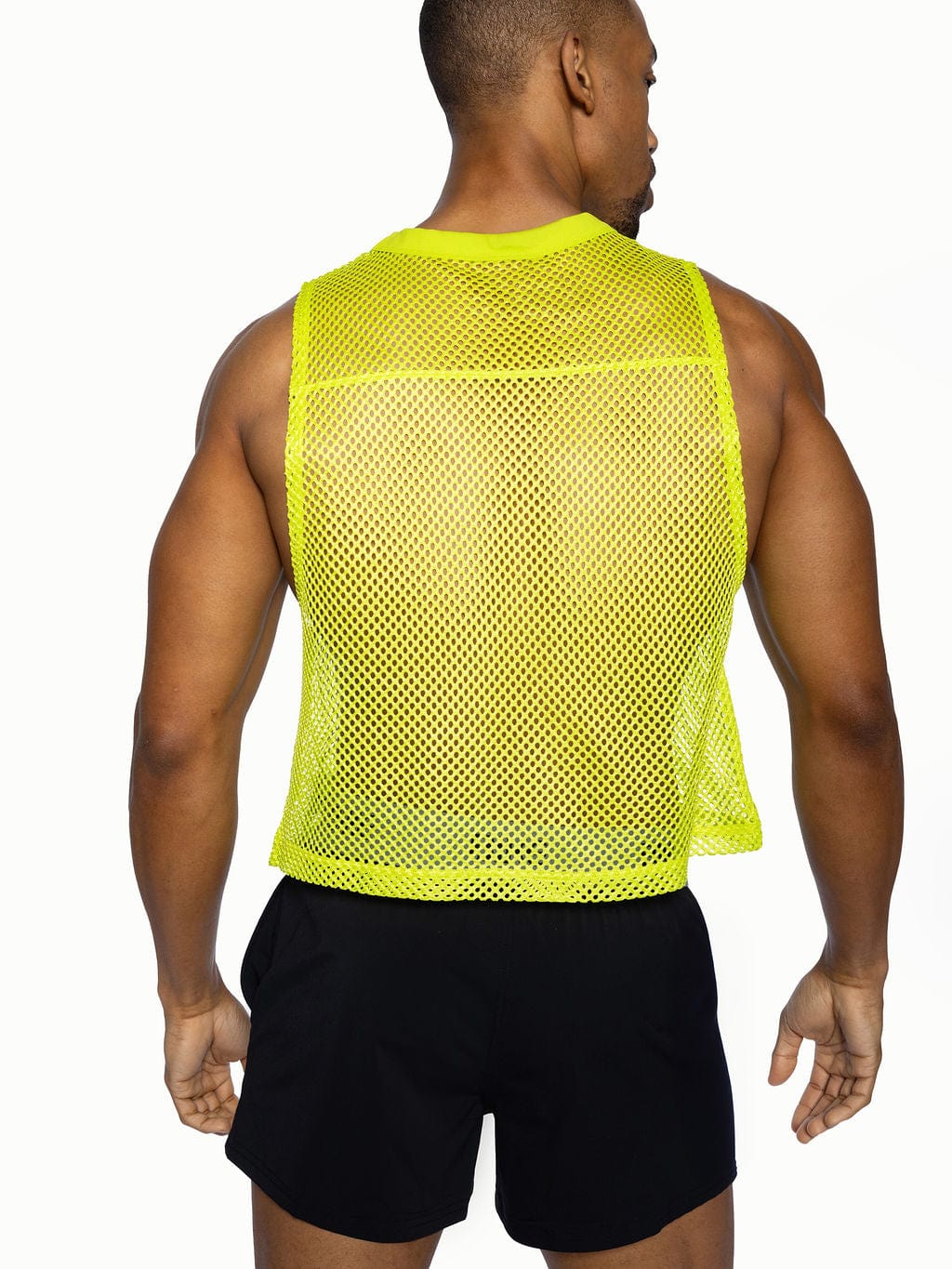 Bright neon yellow mesh tank top sleeveless practice jersey by BIKE designed for breathability and athletic use