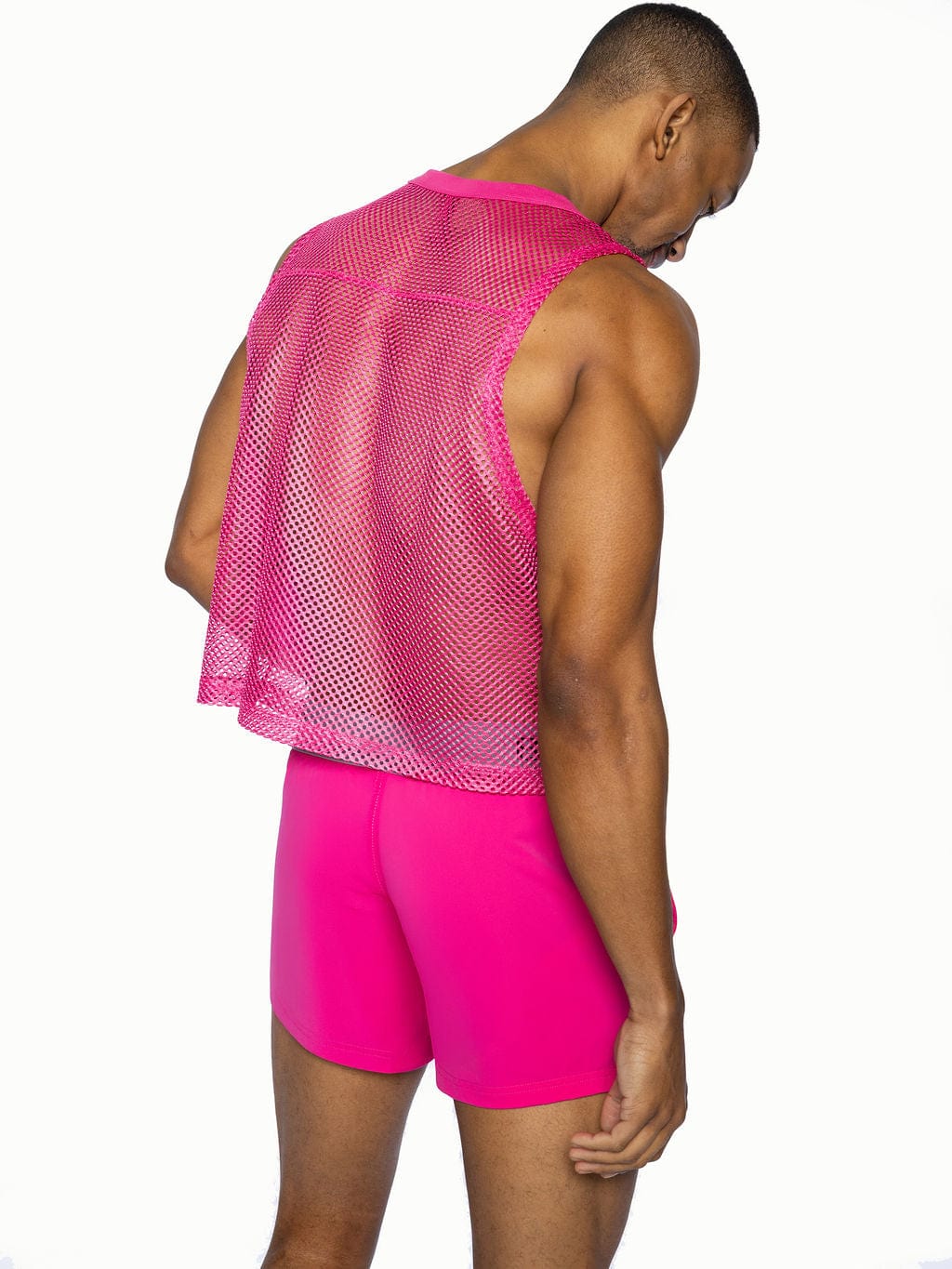 Bike sleeveless practice jersey vibrant pink mesh tank top with fitted sleeveless design and slightly flared hem