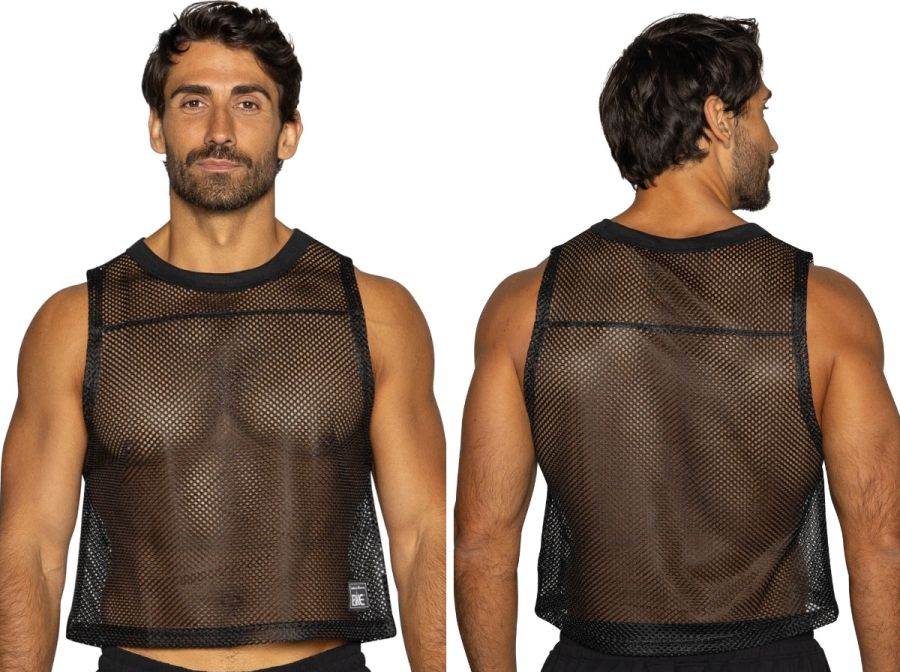 Black mesh sleeveless practice jersey with round neckline and reinforced trim for athletic use by BIKE