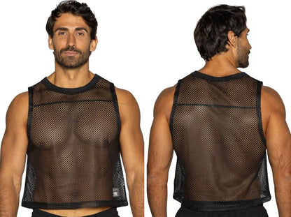 Black mesh sleeveless practice jersey with round neckline and reinforced trim for athletic use by BIKE