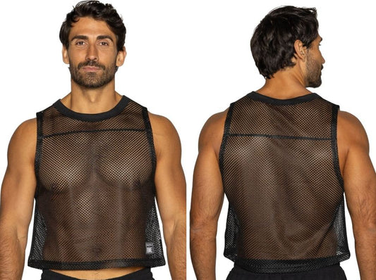 Black mesh sleeveless practice jersey with round neckline and reinforced trim for athletic use by BIKE